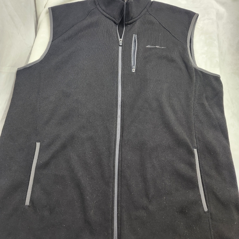 Eddie Bauer Vest Full Zip Men's TXL Black Mockneck Fleece Pockets